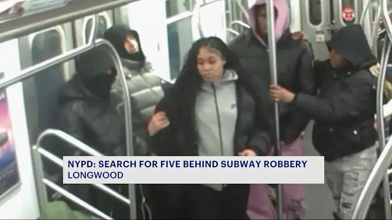 Story image: NYPD: Man attacked, robbed on 2 train in Longwood; 5 suspects sought