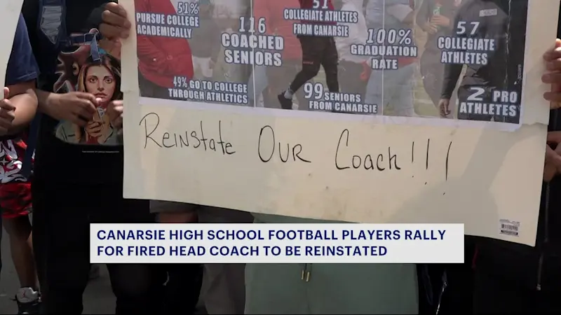 Story image: Canarsie High School football team rallies for head coach to be reinstated