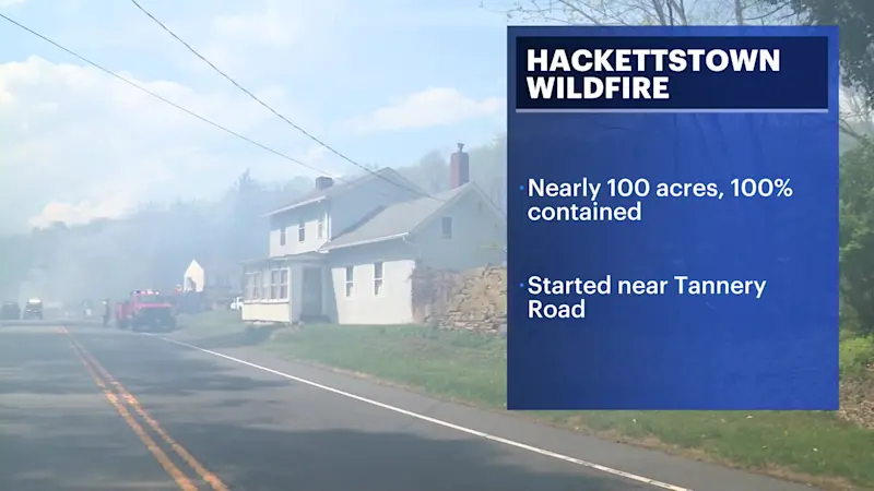 Story image: Warren County wildfire burns 100 acres of land, 100% contained 