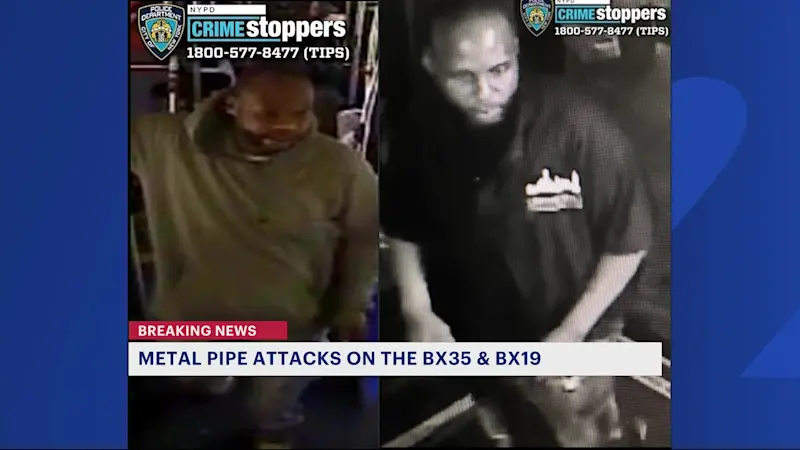 Story image: 2 people hurt in metal pipe attacks on MTA buses; police seek suspects