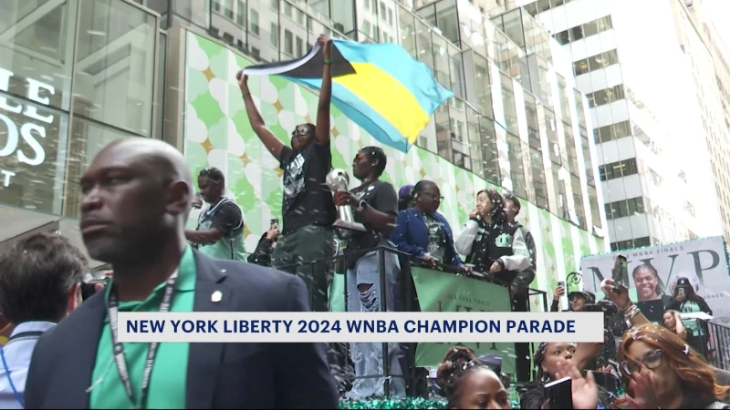 Story image: New York Liberty celebrates WNBA championship with ticker-tape parade down the Canyon of Heroes