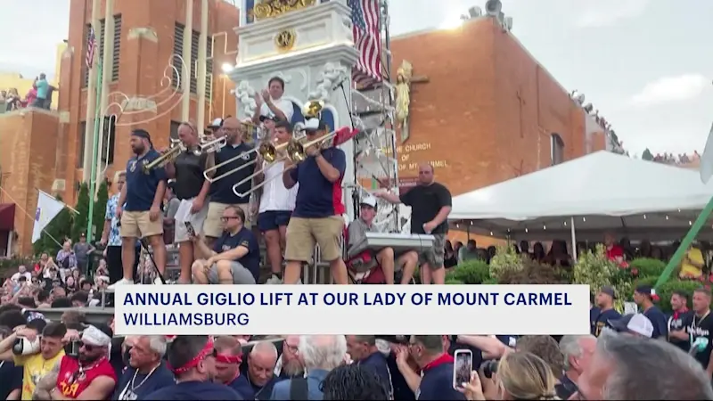 Story image: Giglio lift draws thousands to Williamsburg in centuries-old tradition