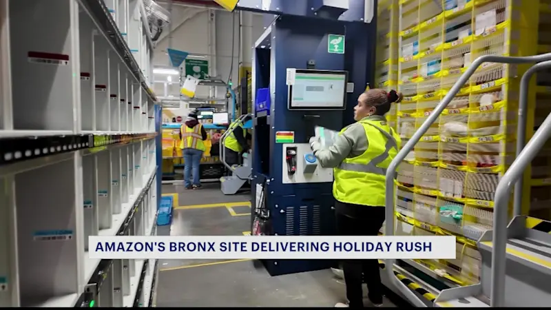 Story image: Amazon’s Bronx same-day delivery site gears up for holiday rush