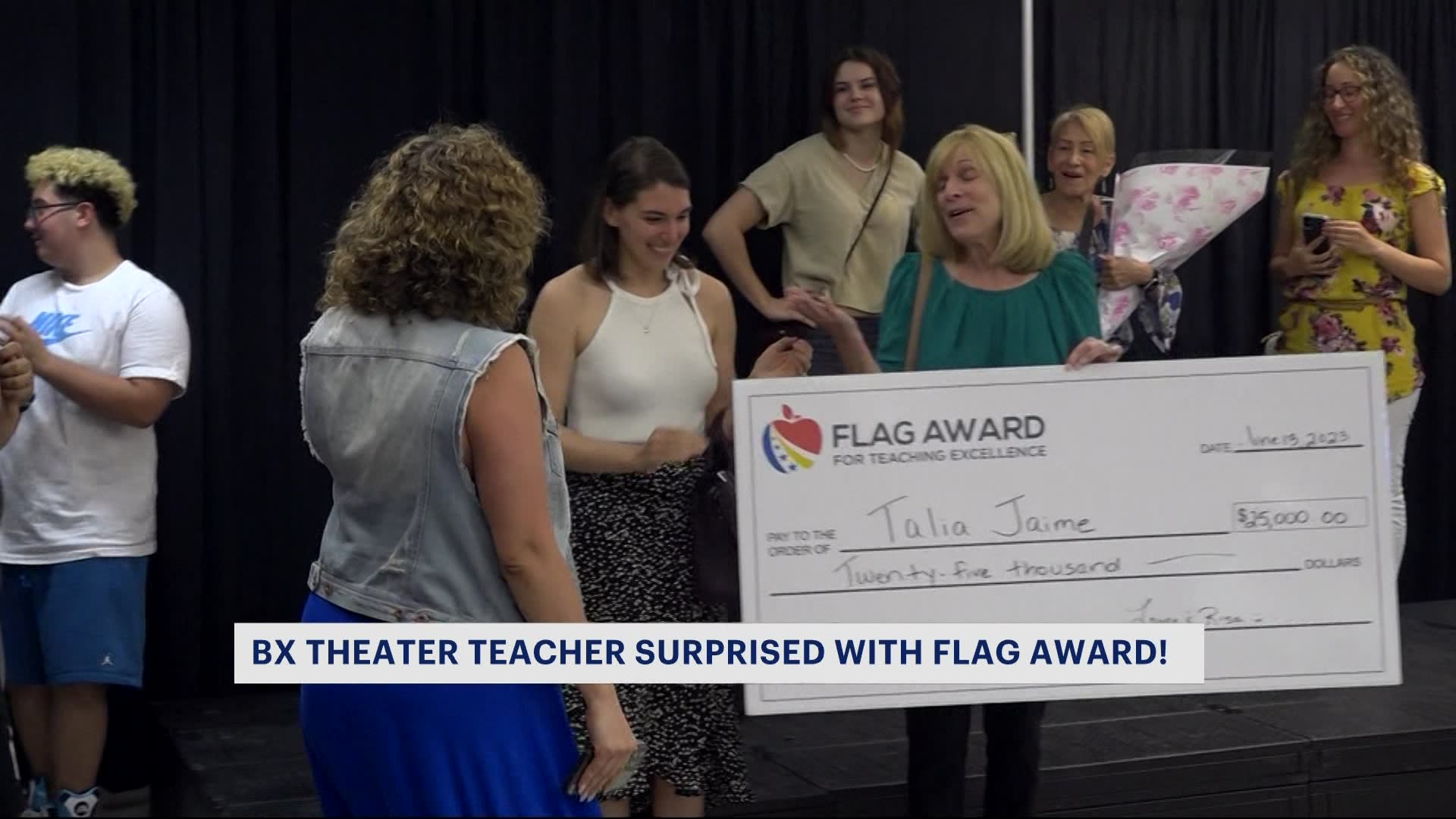 Theater teacher surprised by school for her year of hard work