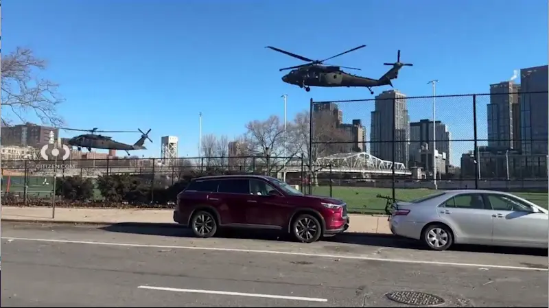 Story image: Video shows National Guard helicopters land on ballfield in Port Morris