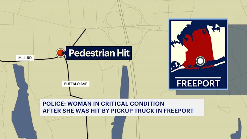 Story image: Woman critically hurt after being hit by pickup truck in Freeport