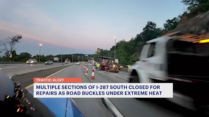 Story image: NJDOT to evaluate a 10-mile stretch on I-287 south in Morris County after heat buckled the roadway in multiple spots