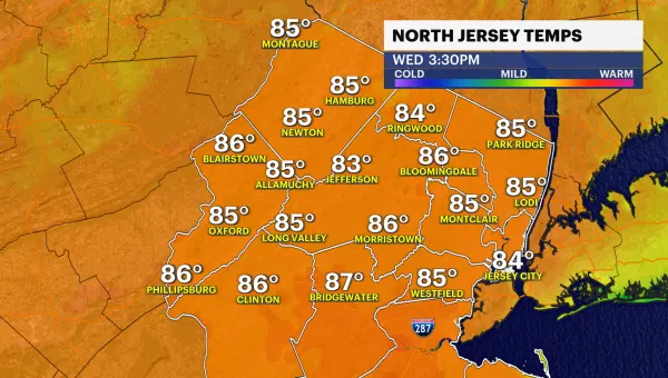 Afternoon welcomes sunshine and temps in the mid-80s in New Jersey