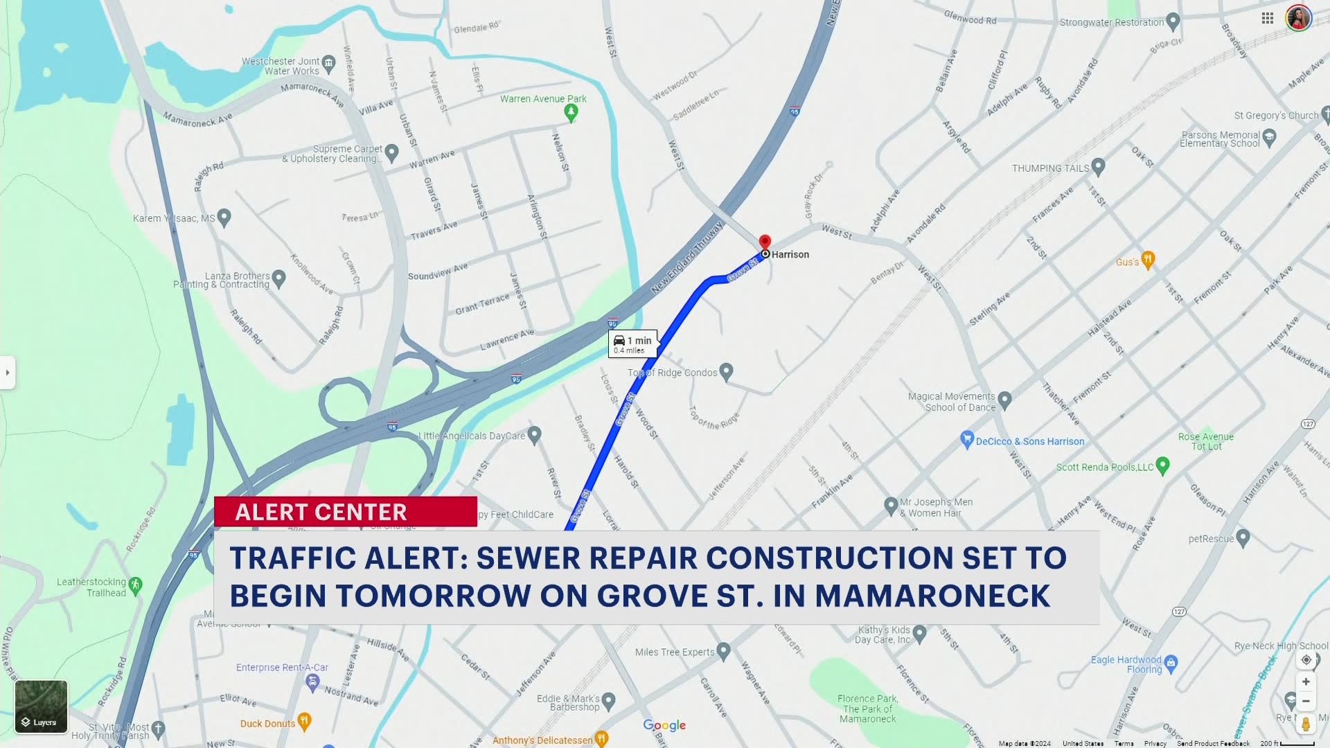 Traffic Alert Mamaroneck sewer repair work set to begin tomorrow