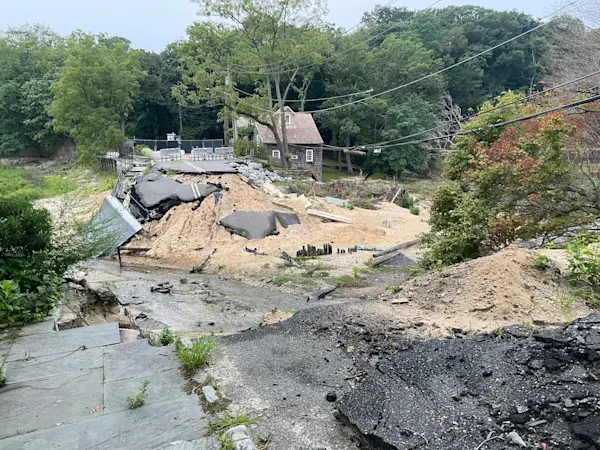 Story image: Nonprofit calls on Brookhaven and Suffolk County to chip in to repair storm-damaged road almost 1 year later