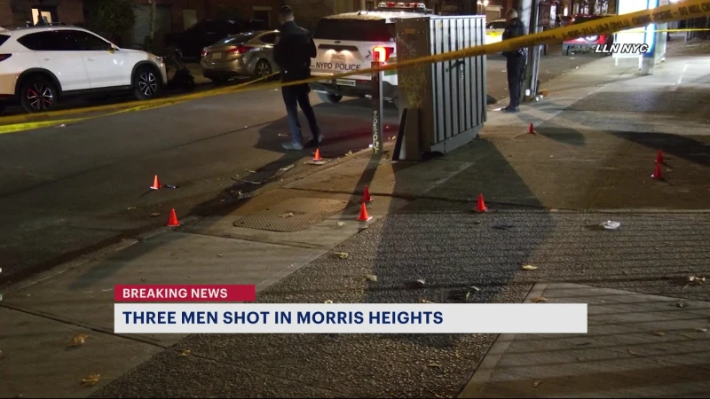 Story image: Police: 3 men shot in Morris Heights. Shootings in the area are up 12%, NYPD data shows