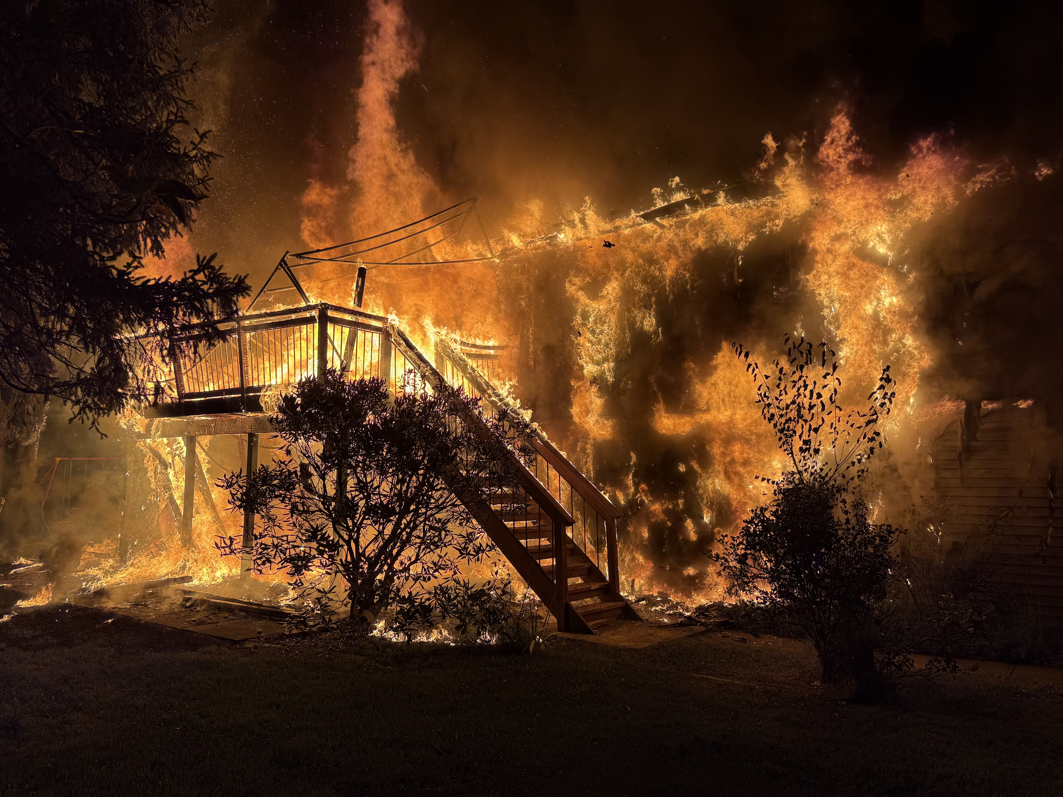 Flames tear through New City home