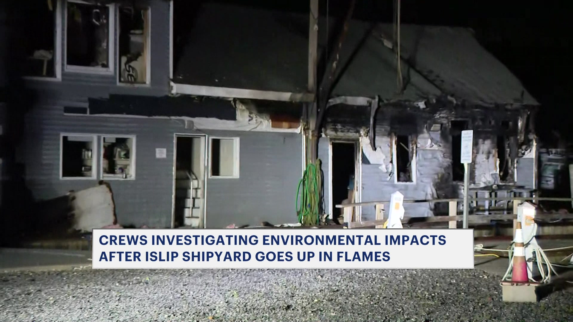 DEC, hazmat team requested after shipyard building caught fire in Islip