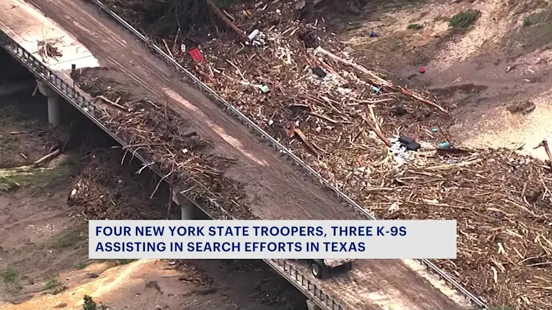 Story image: New York state troopers and K-9s to help search for missing in Texas floods