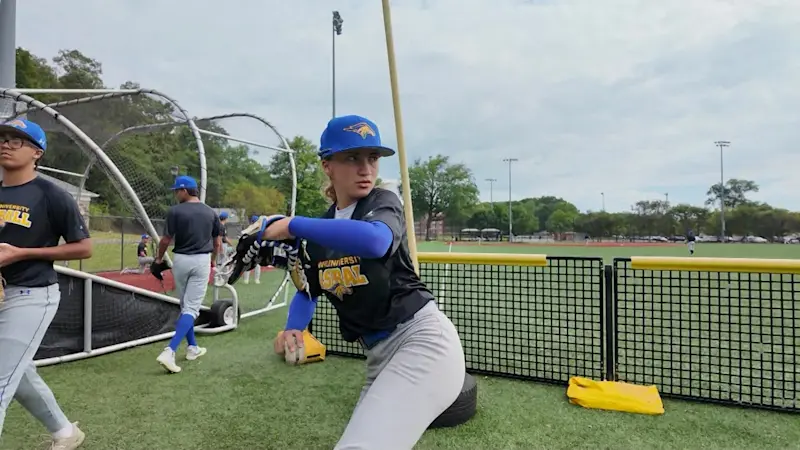 Story image: Freshman makes history as first woman to play men's baseball at Monroe University