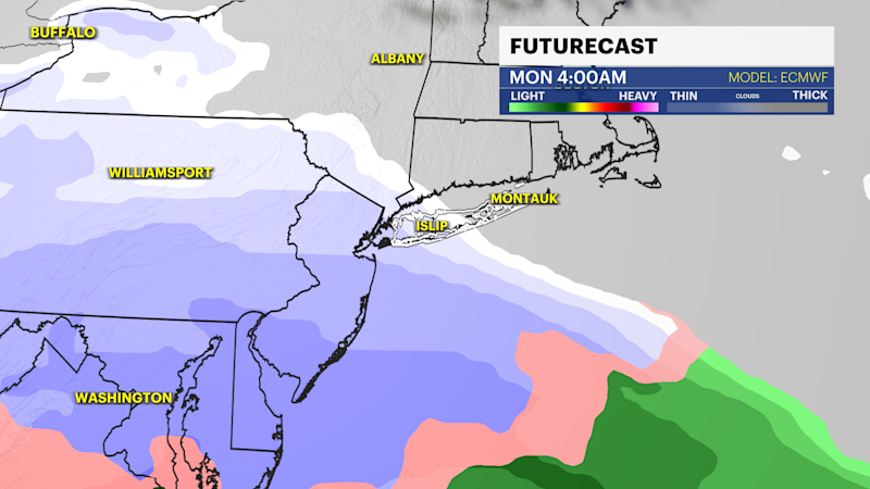 Story image: Tracking Monday snow chances for Long Island