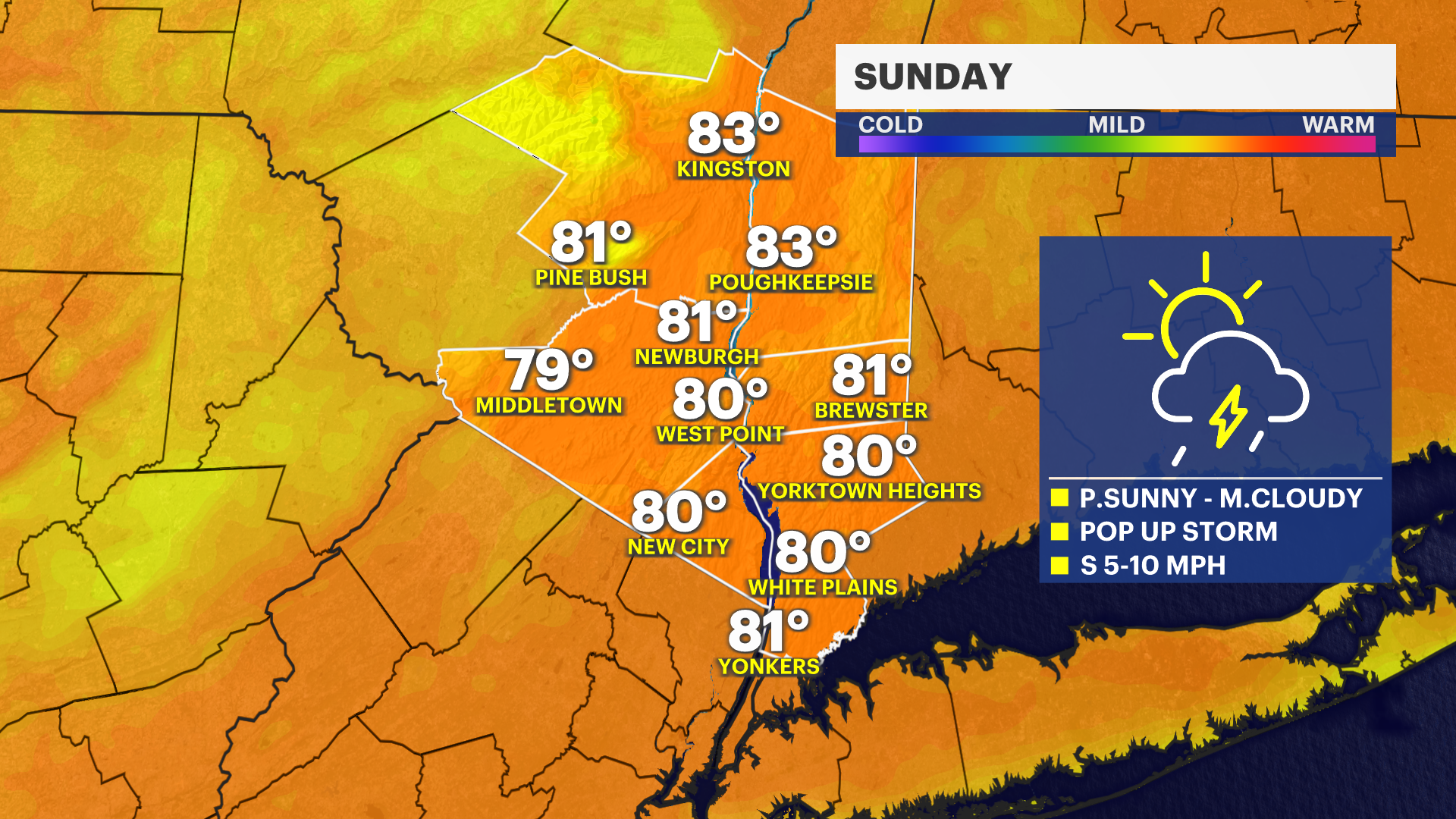 Humid overnight; chance for thunderstorm Sunday in the Hudson Valley