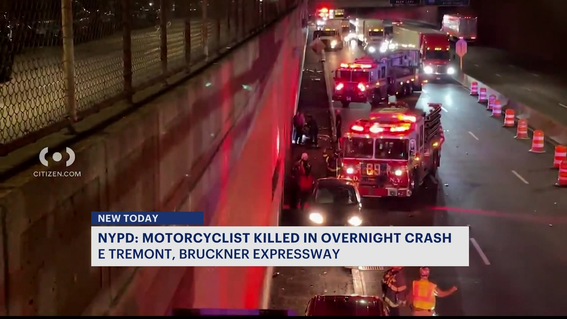 纽约市警察局：摩托车手在布鲁克纳高速公路上发生的事故中丧生