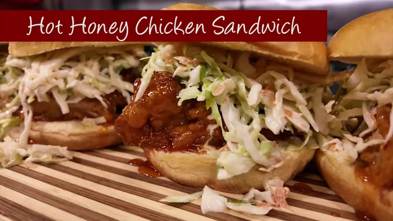 Story image: What's Cooking: Uncle Giuseppe's Marketplace's hot honey chicken sandwich
