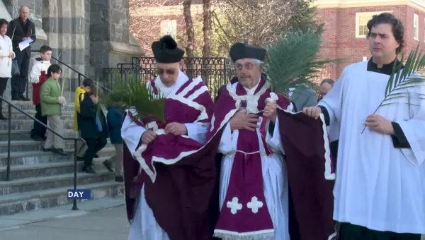 Parishioners gather for Palm Sunday services at St. Mary’s in Norwalk