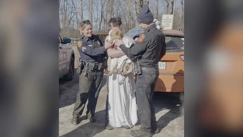 Story image: Dramatic rescue: Jogger saved after becoming trapped in chest-high mud in Smithtown 