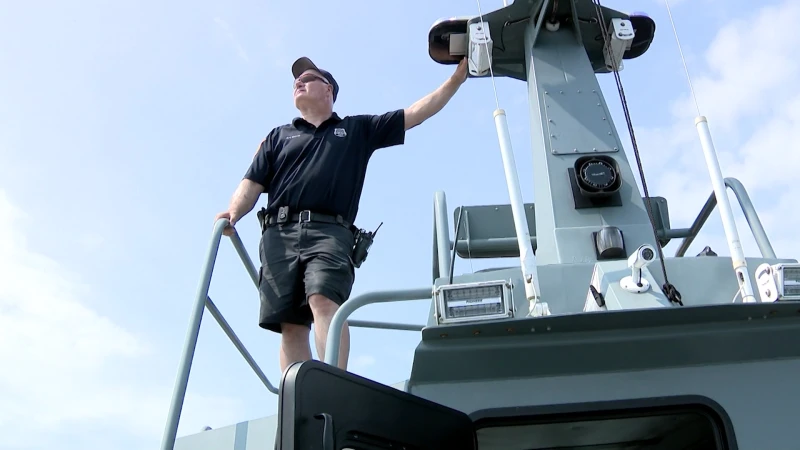 Story image: Bridgeport Police Marine Unit patrol Connecticut waters searching for dangerous boaters