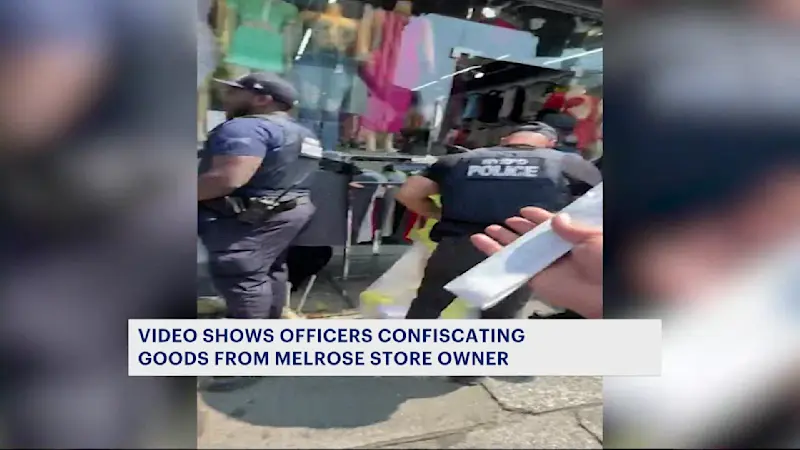 Story image: Viral video shows officers confiscating merchandise outside of Melrose clothing store