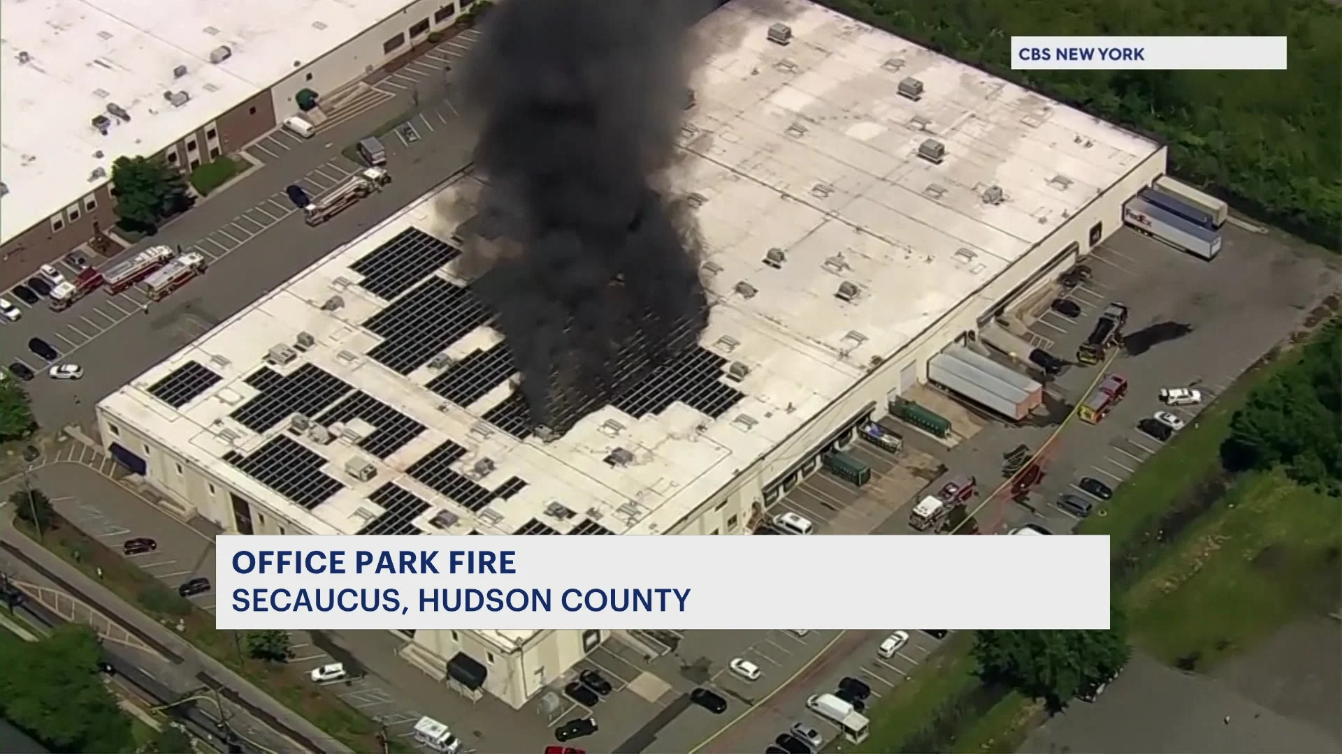 Fire at commercial building in Secaucus sends plumes of smoke into the air