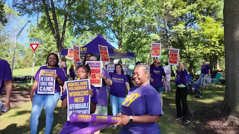 Story image: Rockland Pulmonary workers on strike for fair contract in West Nyack