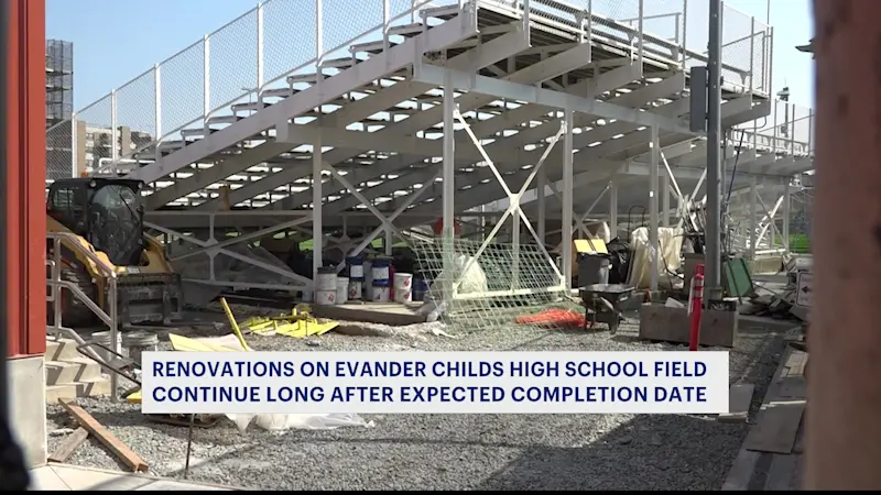 Story image: Renovations of Evander Childs HS  field continue long after expected completion date