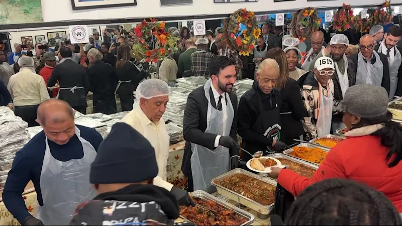 Story image: Food giveaway at National Action Network with NYC Mayor-elect Zohran Mamdani