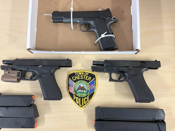 Story image: Chester man arrested on weapons charges following search warrant