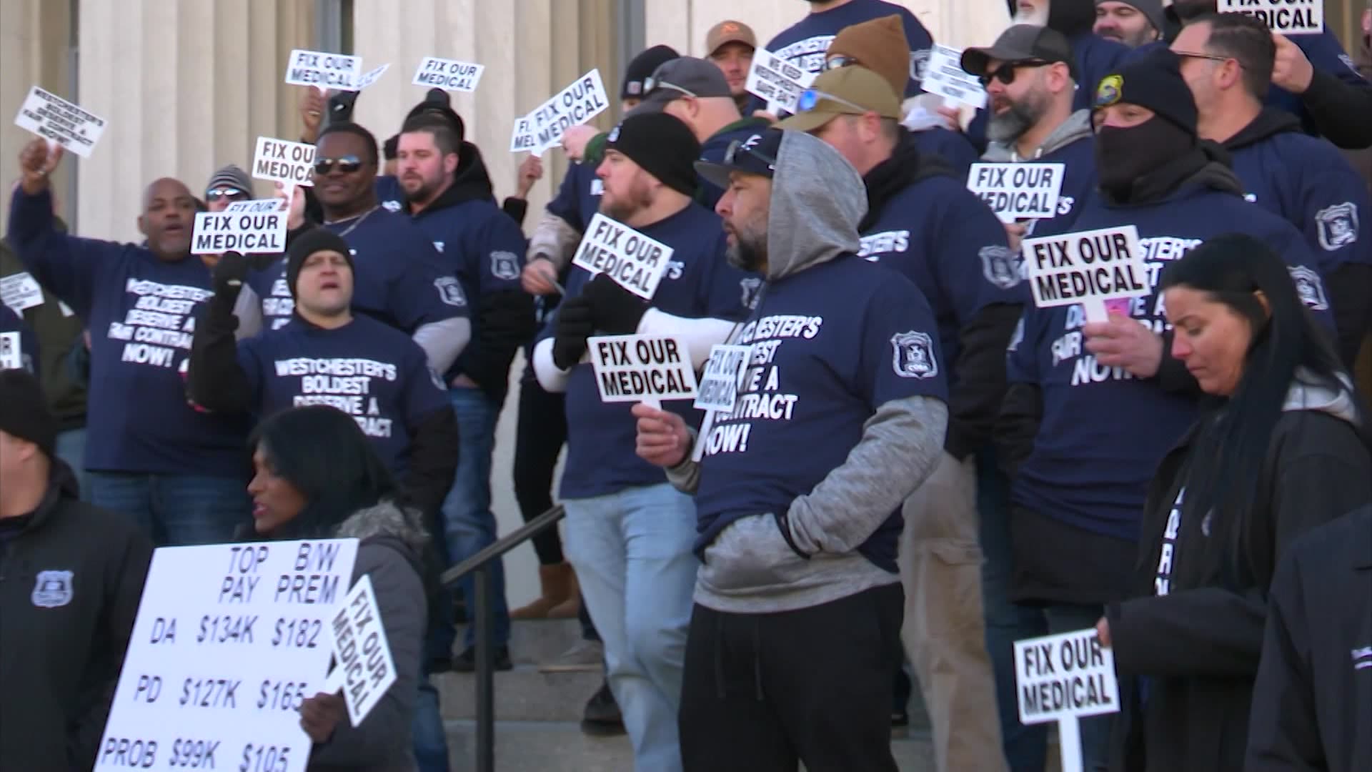 Correction officers without a contract for 4 years demand benefits