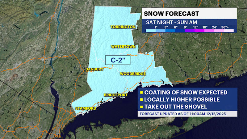 Story image: First measurable snow for some in Western CT comes this weekend