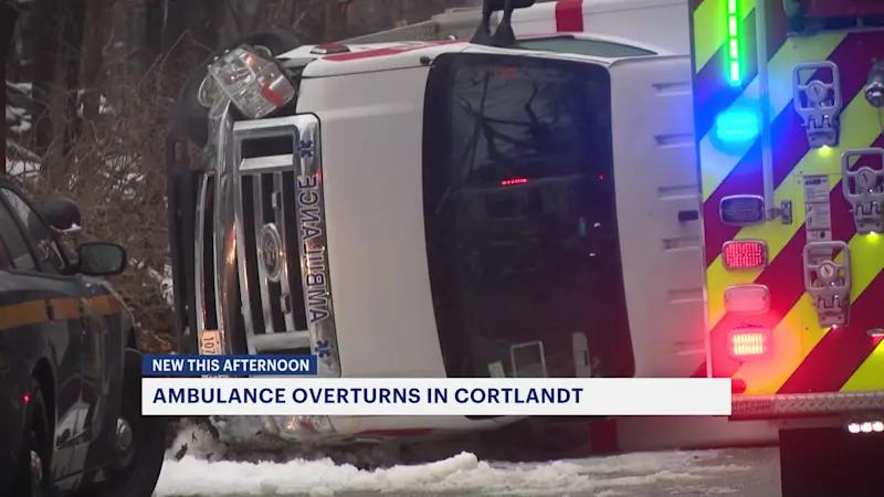 Story image: Icy patch blamed for overturned ambulance in Cortlandt Manor