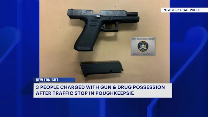 Story image: 3 charged after loaded glock, suspected fentanyl seized during traffic stop in the City of Poughkeepsie