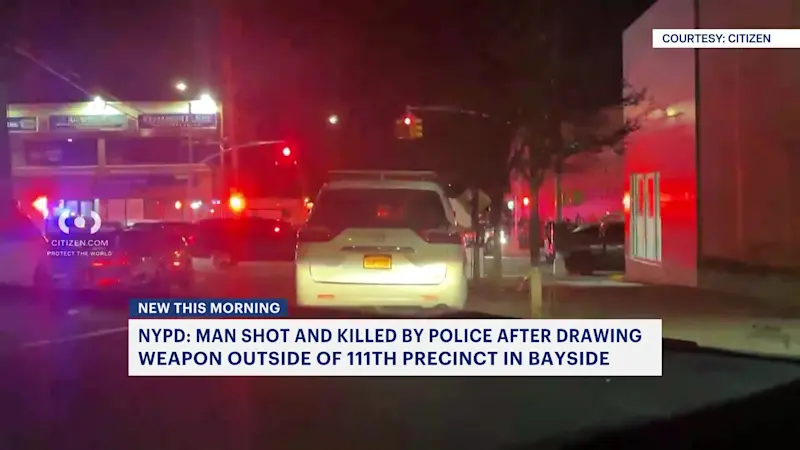 Story image: NYPD: Man fatally shot by police after drawing weapon outside 111th Precinct in Bayside