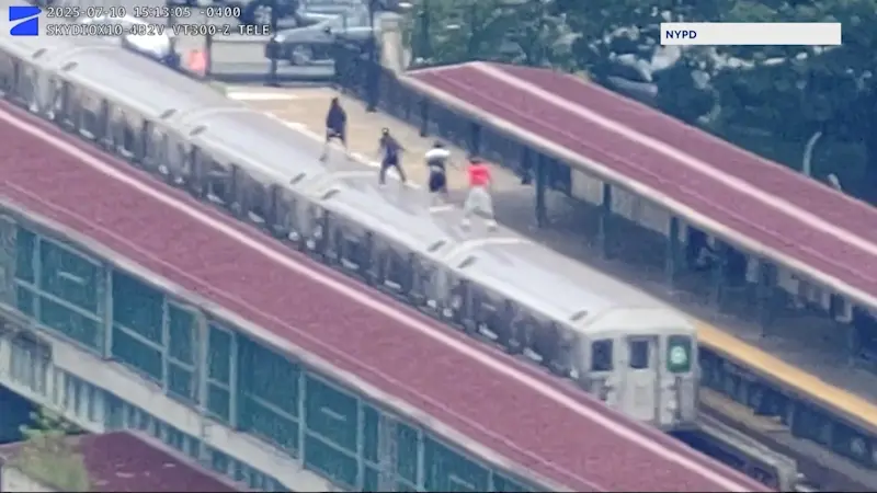 Story image: NYPD: 4 boys arrested after drone video shows group subway surfing on 6 train 