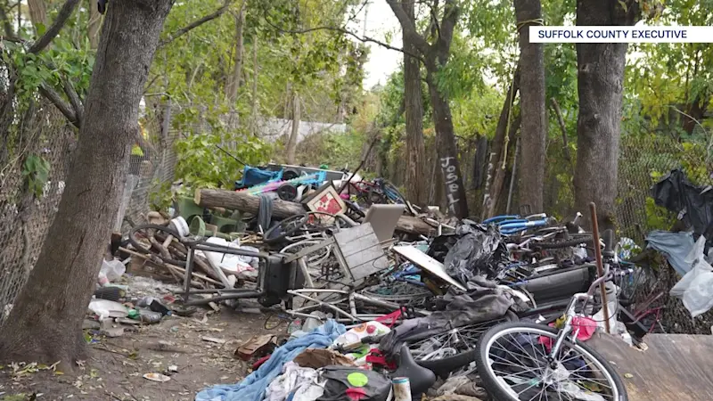 Story image: Suffolk County aims to clean up Brentwood dumping site, homeless encampment