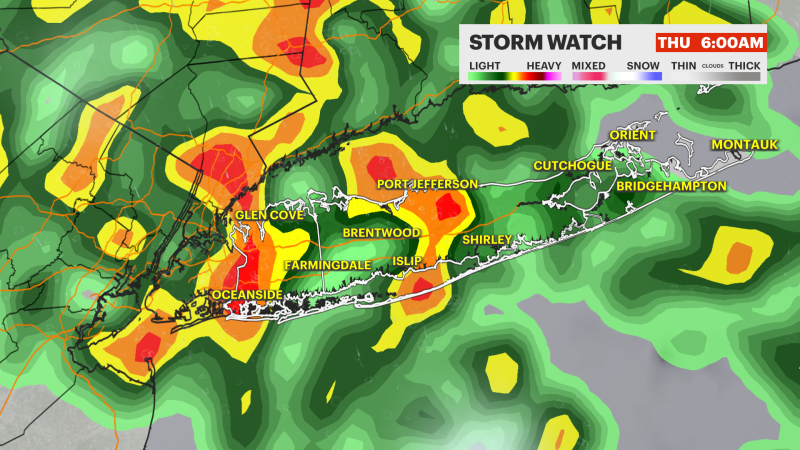 Story image: STORM WATCH: Heavy rain, thunderstorms threat expected Thursday for Long Island