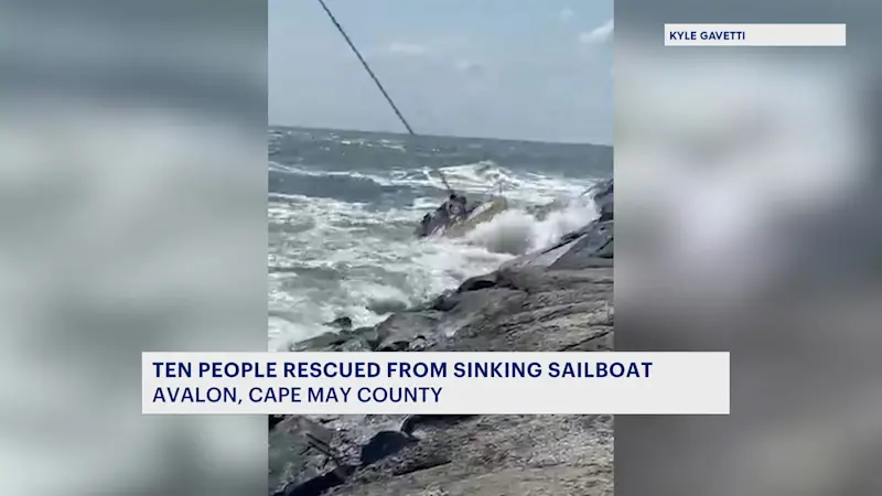 Story image: 'They were heroes.' Avalon Beach Patrol rescues 10 as sailboat sinks