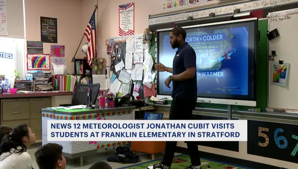 Jonathan Cubit visits students at Franklin Elementary School in Stratford