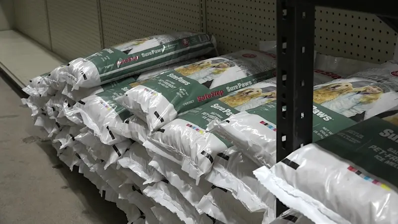 Story image: Hardware stores grappling with ice melt shortage ahead of winter storm