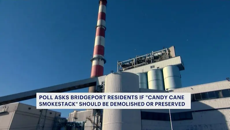 Story image: Bridgeport residents can weigh in on poll if 'candy cane smokestack' should be demolished or preserved