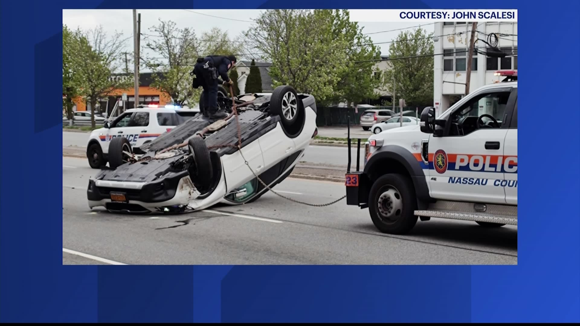 Police Car Flips Over In Hicksville Driver Suffers Minor Injuries 6648