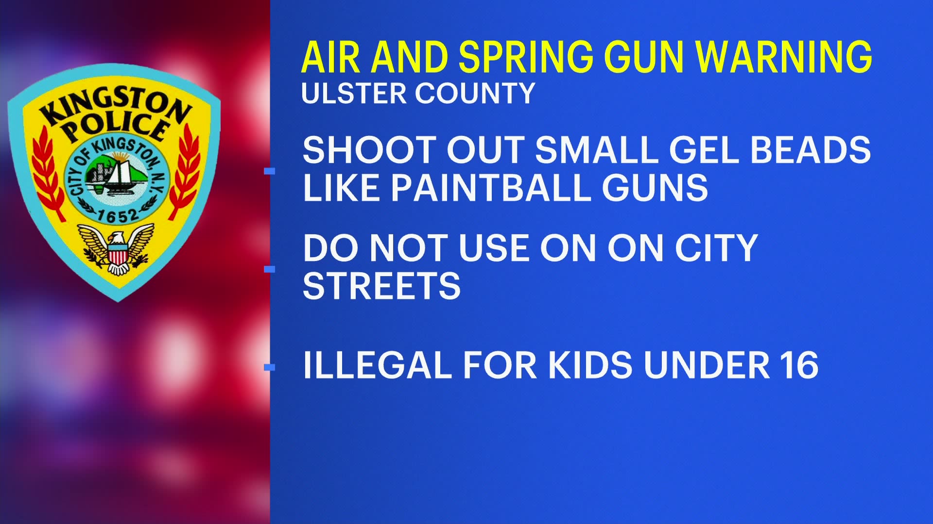 Kingston police issue warning about air guns and spring guns