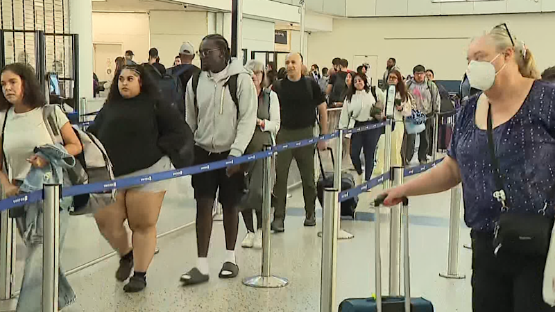 Story image: World Cup fans fill Newark Airport as thousands head home after final