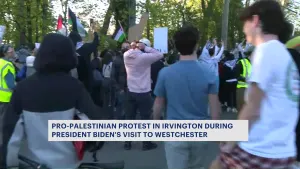  Pro-Palestinian protest underway in Irvington as President Biden visits to Westchester