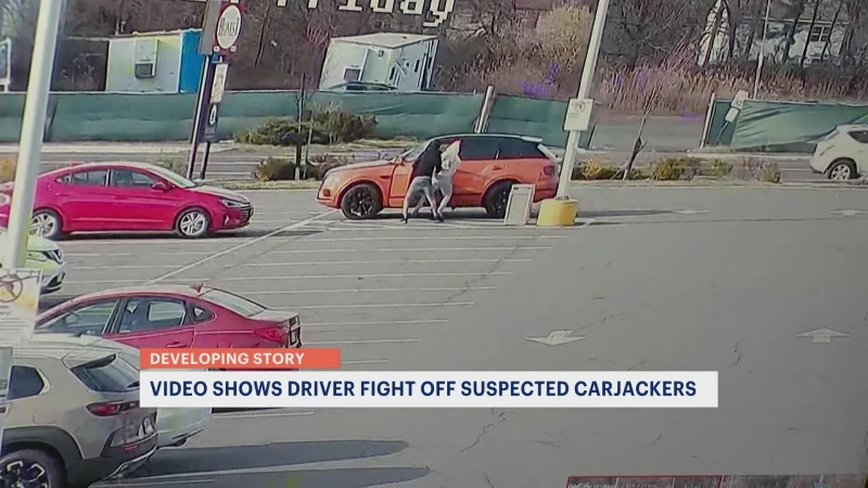 Story image: Surveillance video shows driver fight off suspected carjackers in Edison