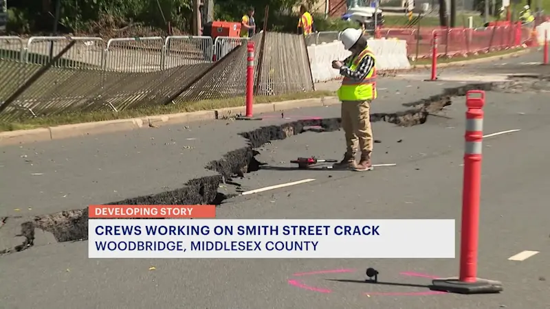 Story image: Soils samples pulled from cracked roadway in Woodbridge to help determine cause